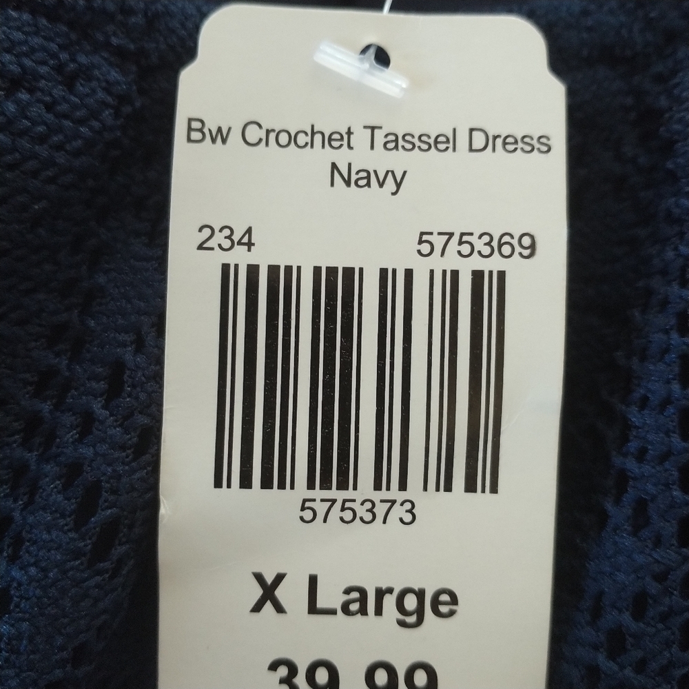 Indigo soul Crochet Tassel Navy Dress X Large - Picture 10 of 11